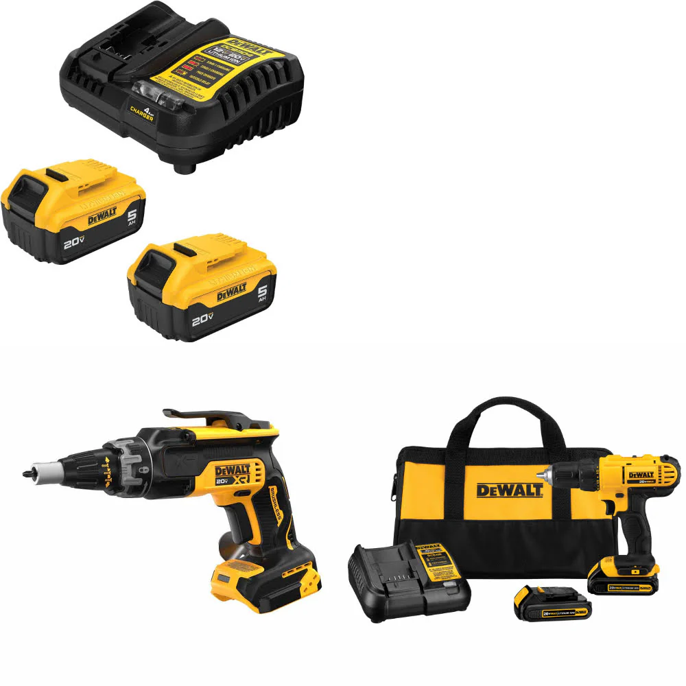 DeWalt DCB205-2C 20V Max Starter Kit W/ DCF630B 20V Screwgun & Drill/Driver Kit - Moutools