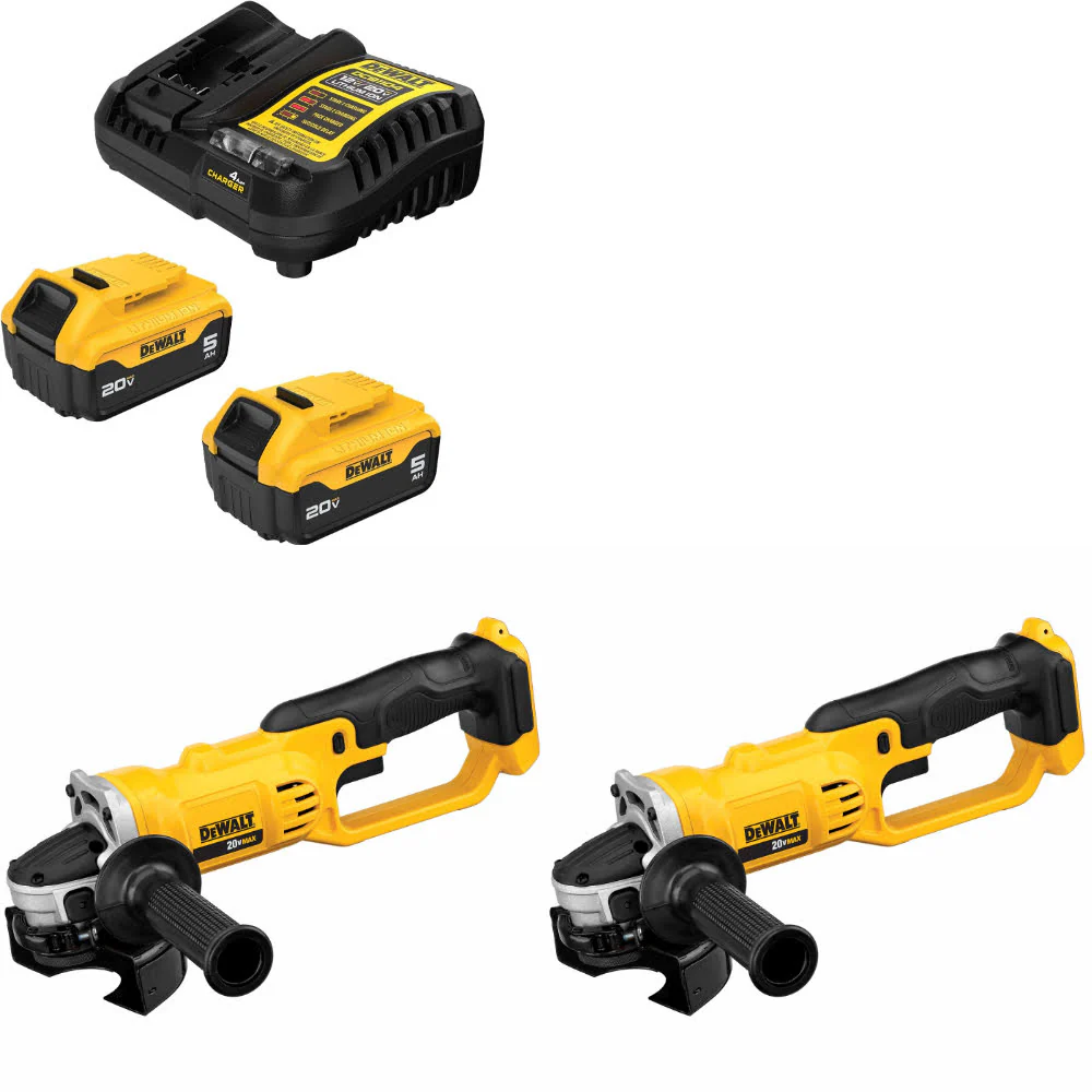 DeWalt DCB205-2C 20V MAX XR Starter Kit W/ FREE DCG412B 20V MAX Cut-Off Tool-2Pk - Moutools