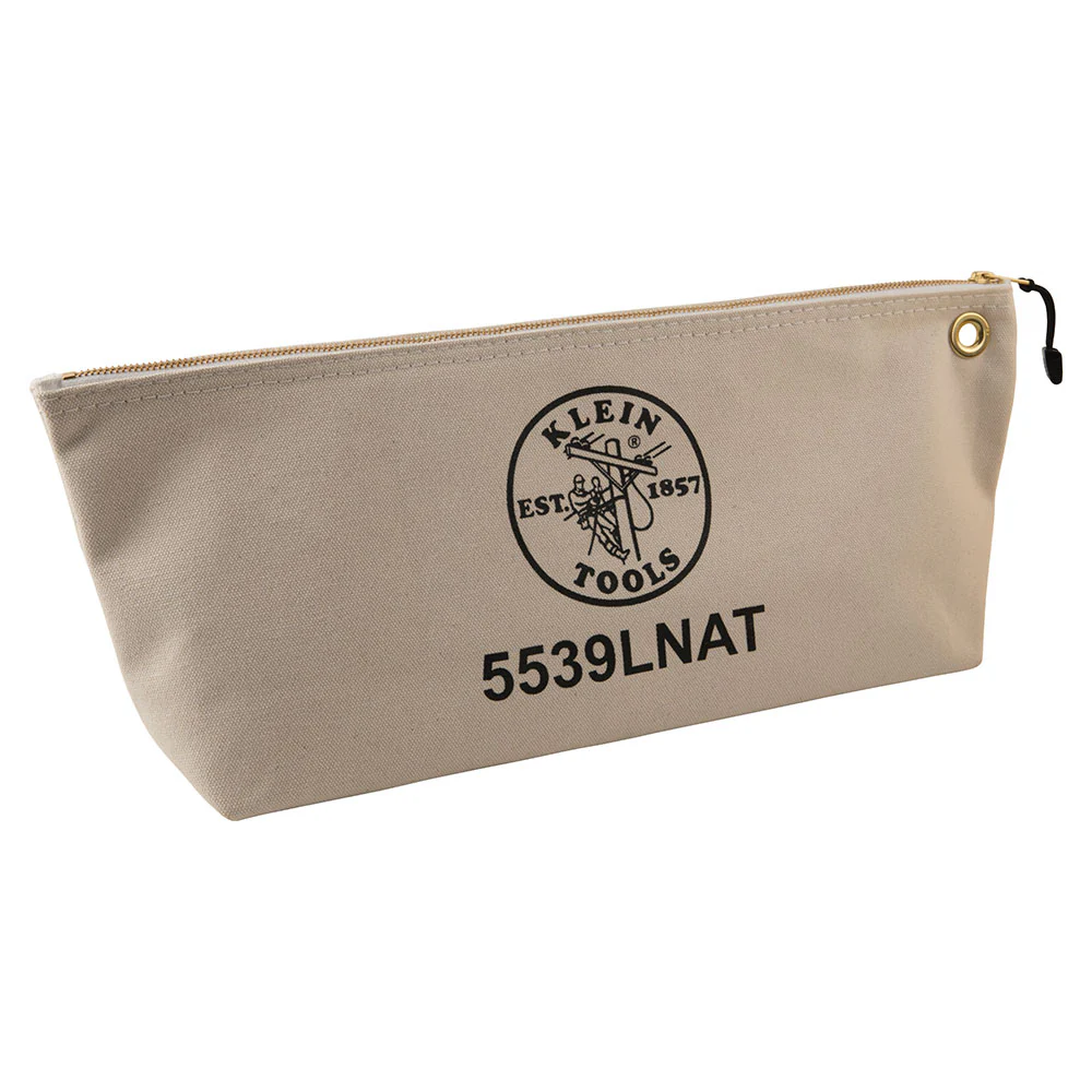 Klein Tools 5539LNAT Canvas Bag with Zipper, Large Natural - Moutools