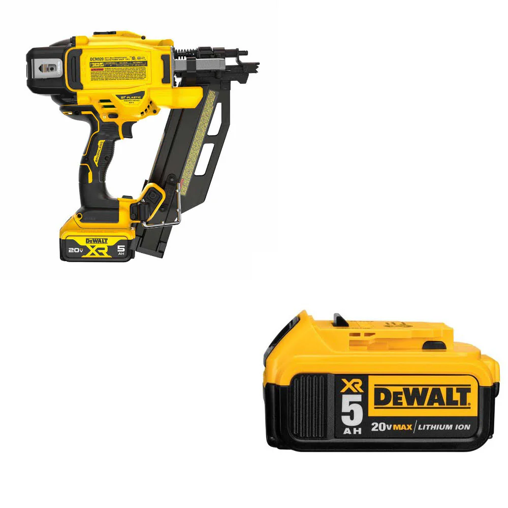DeWalt DCN920P1 20V MAX XR 21° Nailer Kit W/ FREE DCB205 20V MAX XR Battery Pack - Moutools