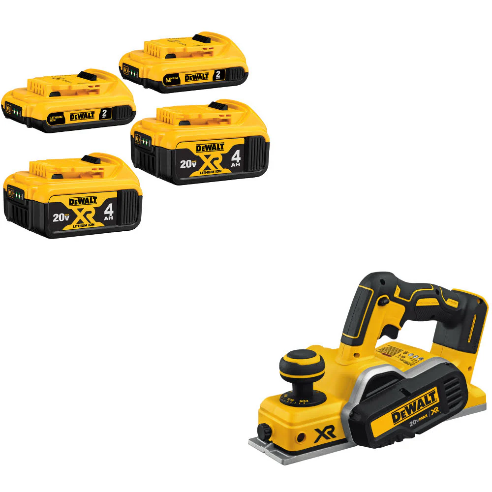 DeWalt DCB324-4 20V MAX Battery 4-Pack W/ FREE DCP580B 20V MAX Planer, Bare - Moutools