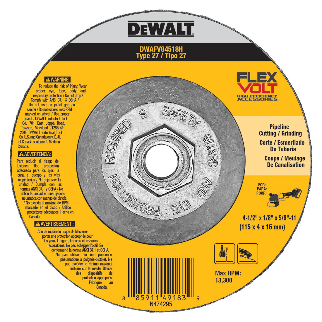 DeWalt DWAFV84518H 4-1/2