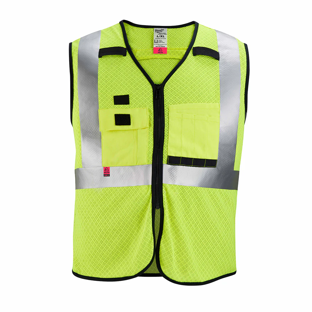 Milwaukee 48-73-5204 AR/FR Cat. 1 Class 2 High Visibility Yellow Mesh Safety Vest - 4XL/5XL - Moutools