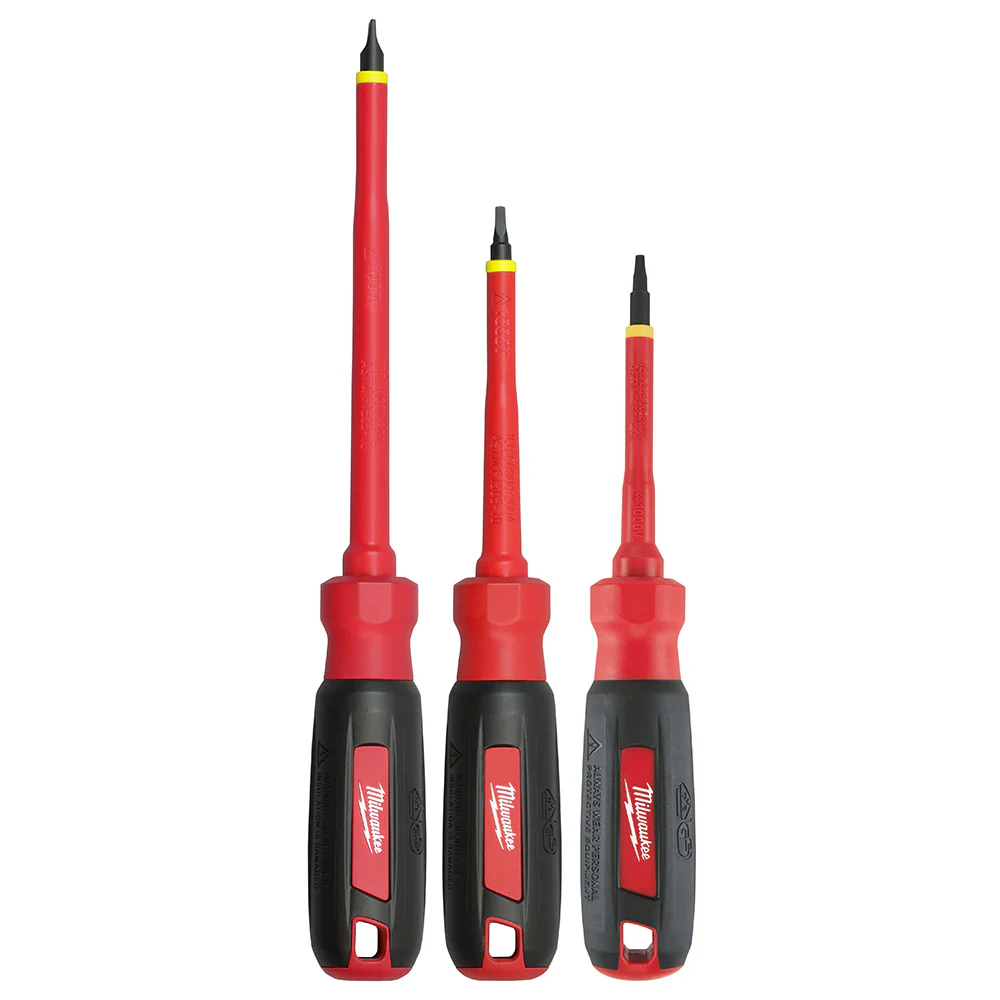 Milwaukee 48-22-2203 3-Piece 1000V Insulated Screwdriver Set w/ Square Drive - Moutools
