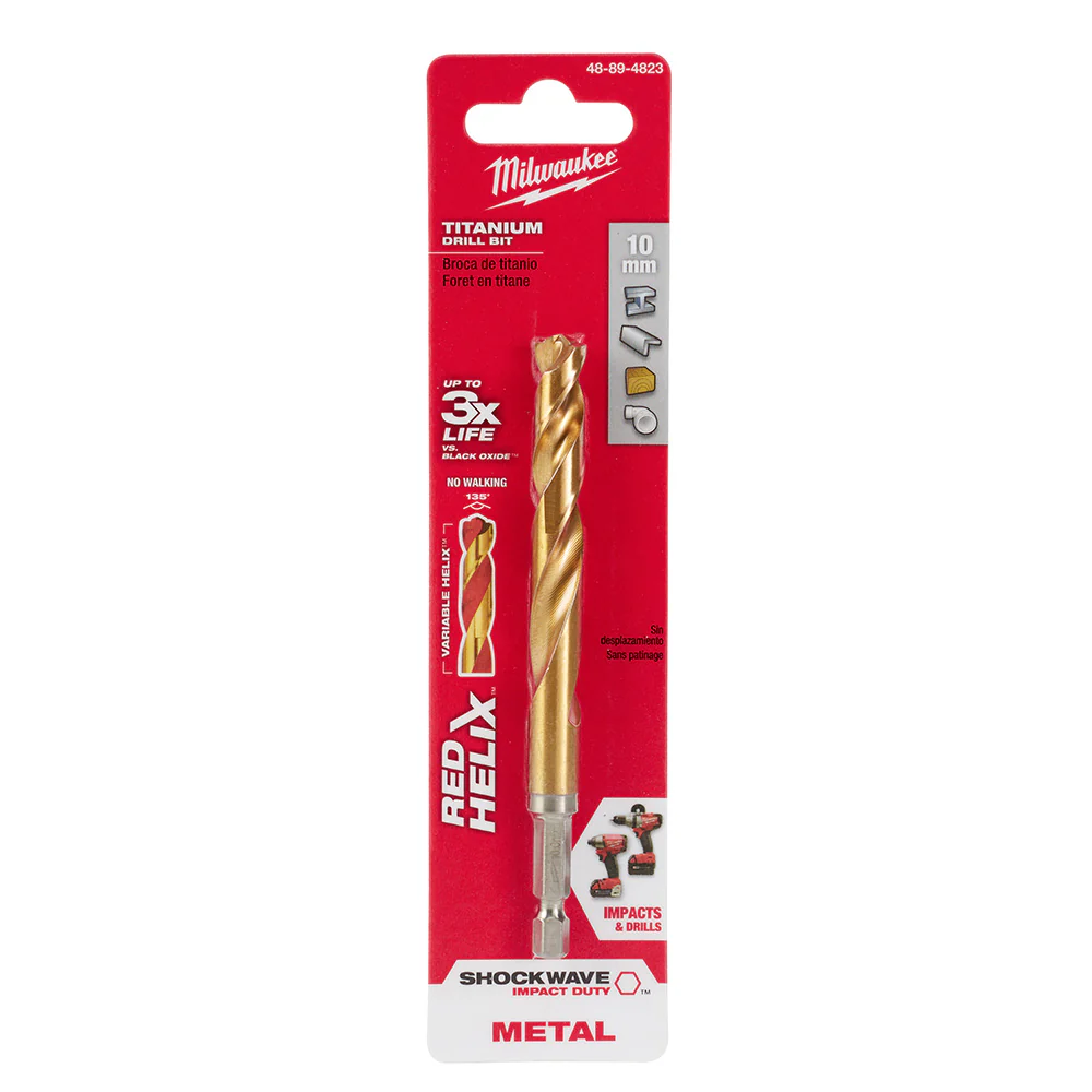 Milwaukee 48-89-4823 10mm Metric Titanium SHOCKWAVE™ Red Helix Bit - Moutools