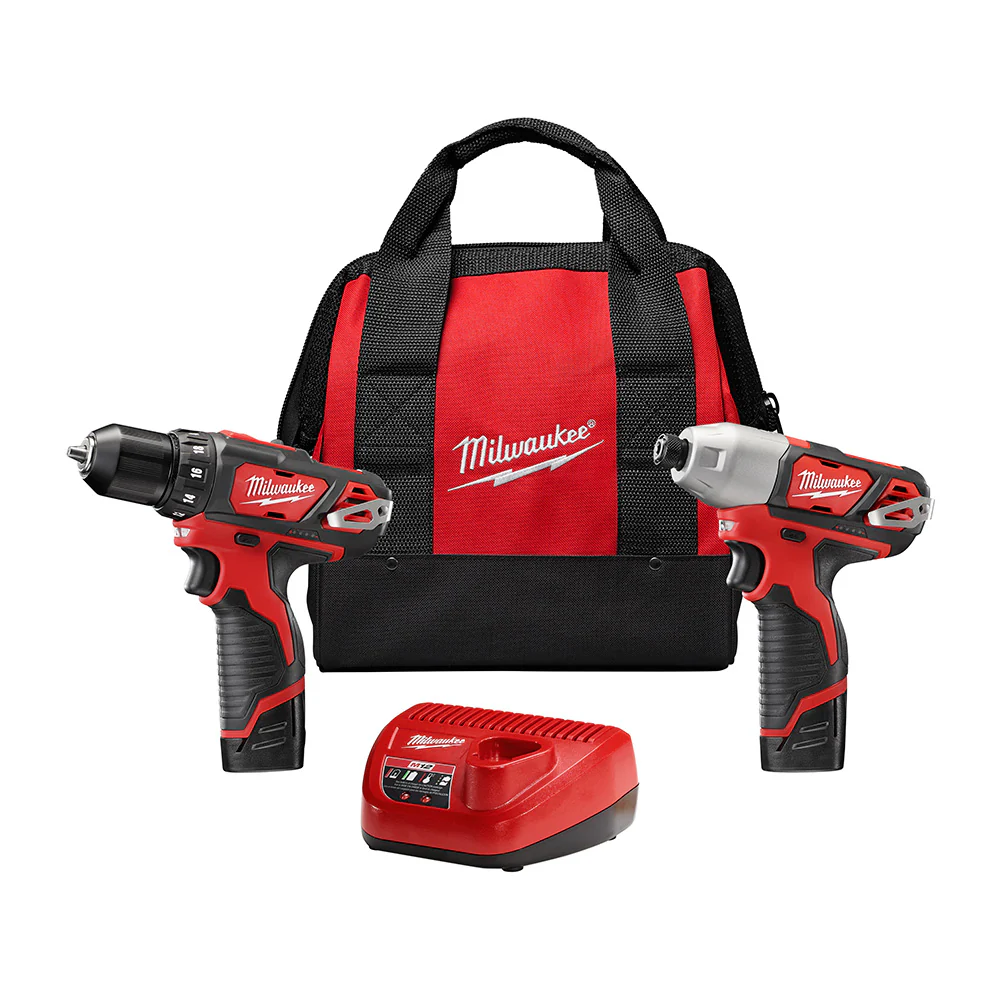Milwaukee 2494-22 M12 Cordless Combo Drill Kit, 2 Battery - Moutools