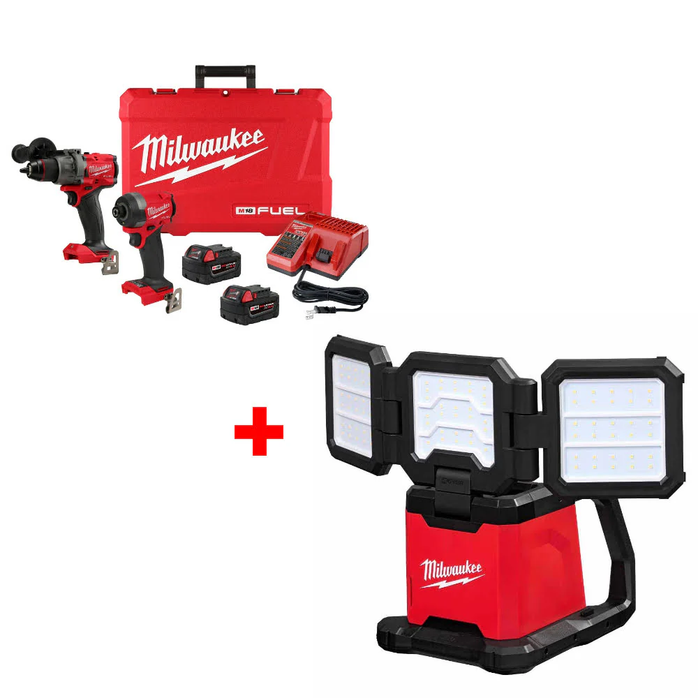 Milwaukee 3697-22 M18 FUEL 2-Tool Combo Kit W/ FREE 2368-20 M18 ROVER Light - Moutools