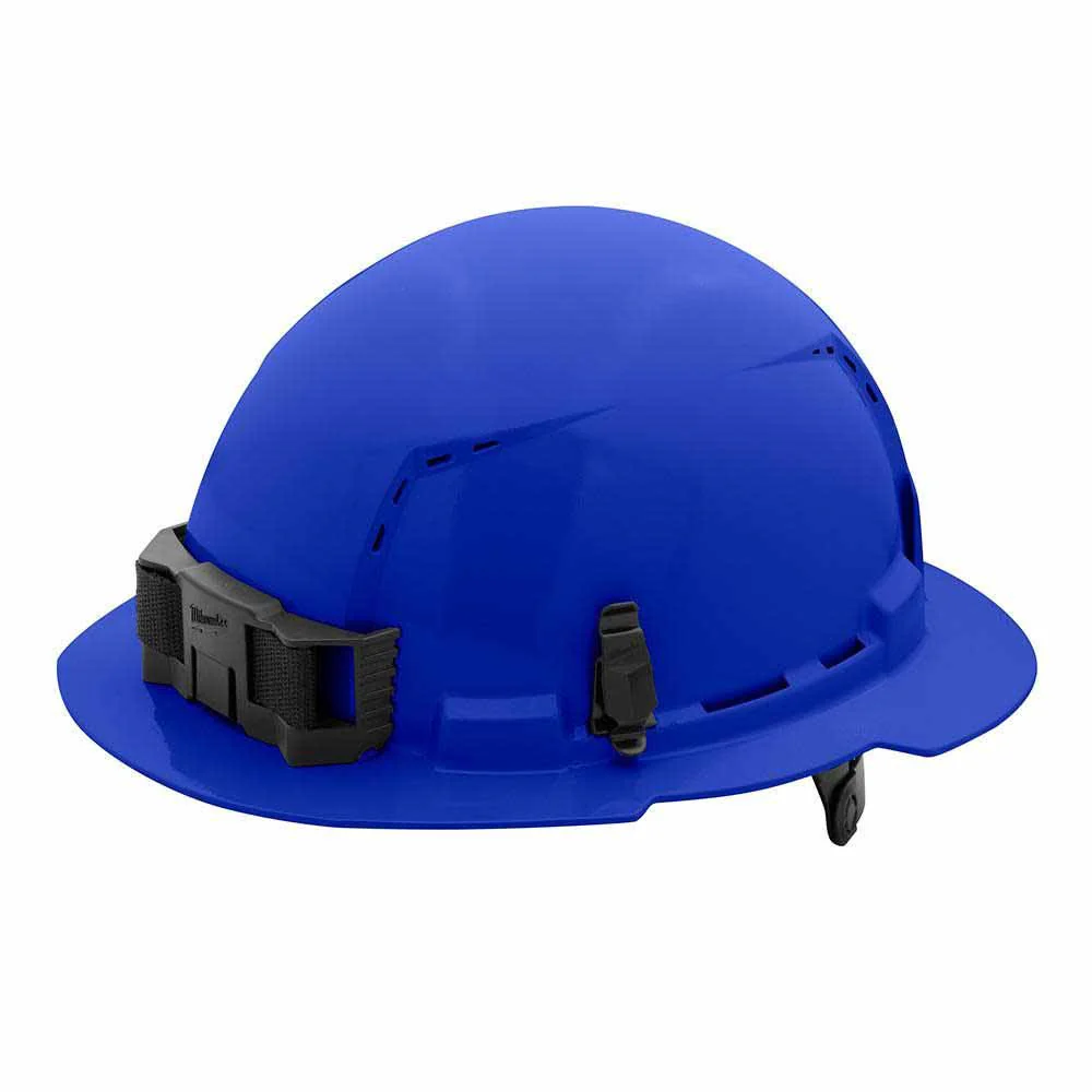 Milwaukee 48-73-1225 Blue Full Brim Vented Hard Hat with 6PT Ratcheting Suspension – Type 1 Class C - Moutools