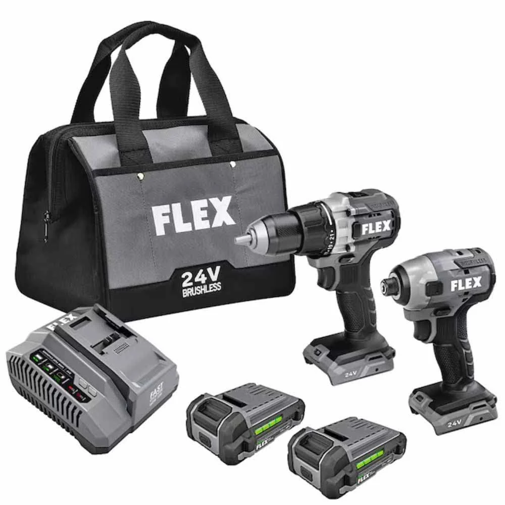 Flex FXM201-2A 24V Brushless 2 Tool Combo Kit Drill Driver and Impact Driver - Moutools
