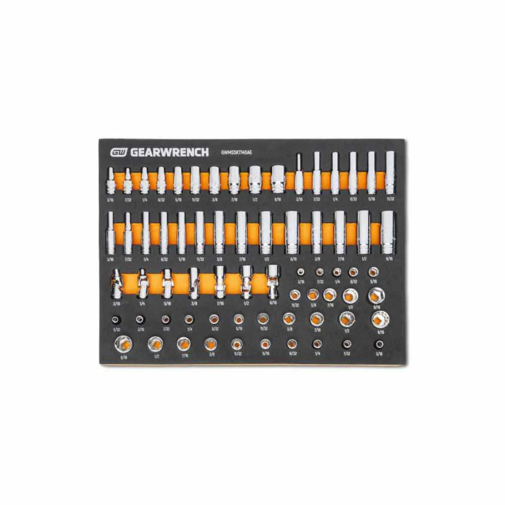 Gearwrench GWMSSKT14SAE 68 Piece 1/4” Dr Master SAE Socket Set in Foam Storage Tray - Moutools