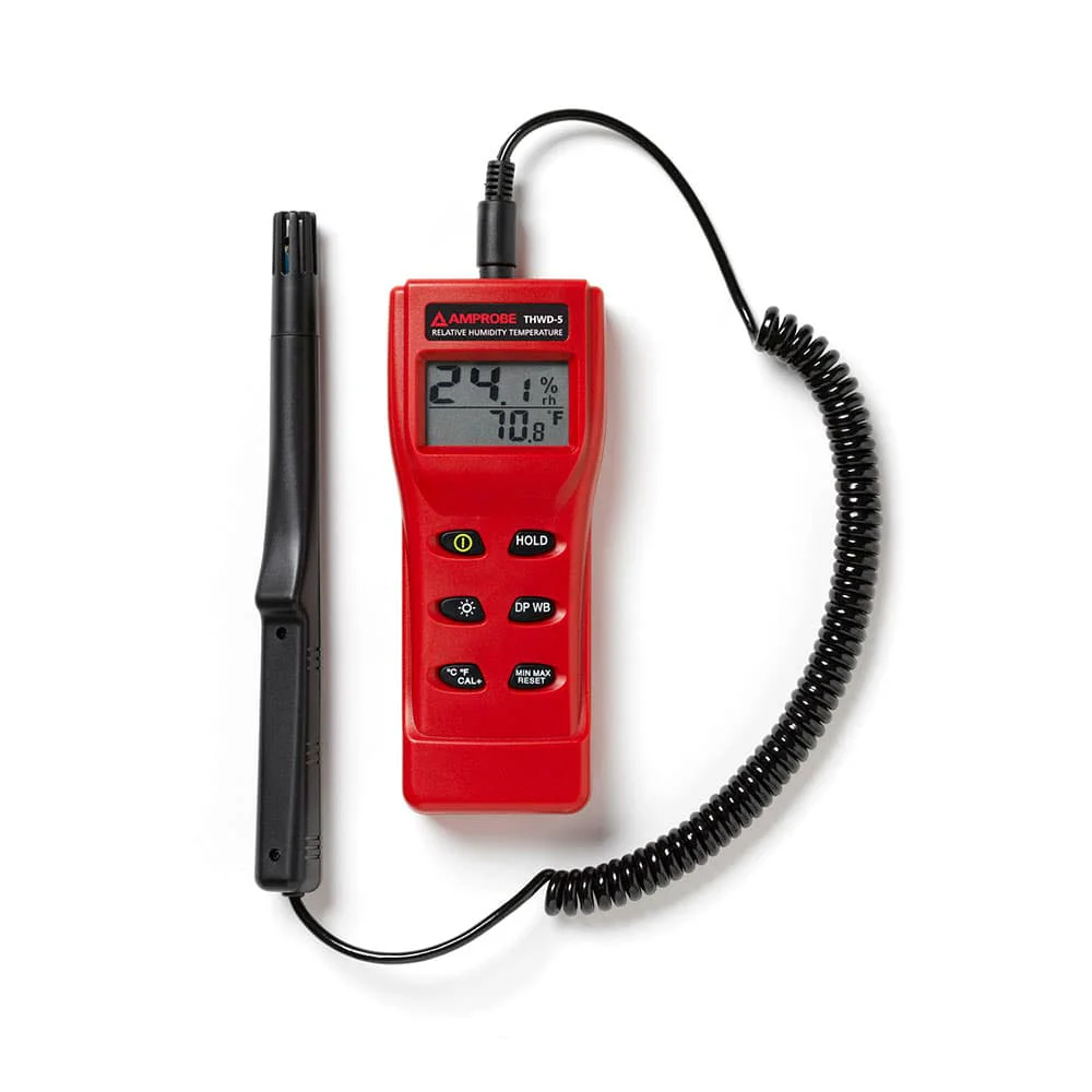 Amprobe 3311803 THWD-5 Temperature and Relative Humidity Meter with Wet Bulb and Dew Point - Moutools