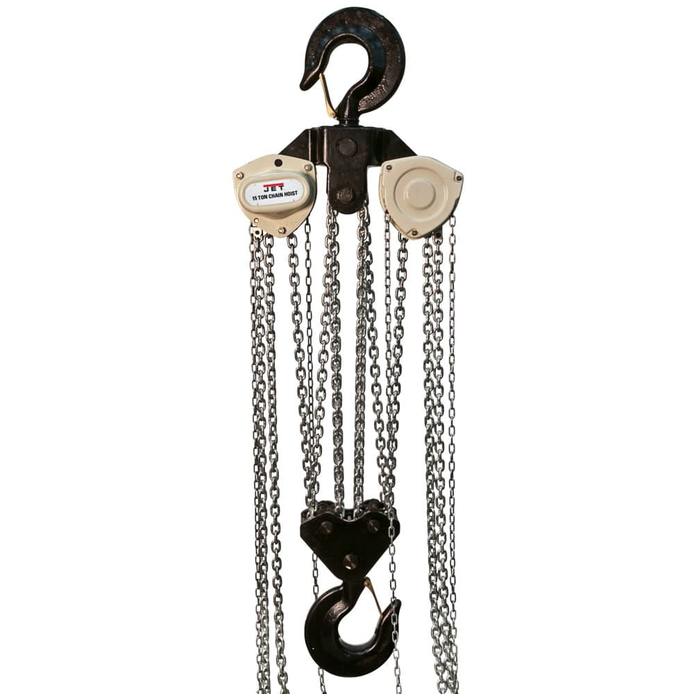 Jet JT9-109100 L-100 1500WO-20 15-Ton Hand Chain Hoist 20' Lift, Overload Protection - Moutools