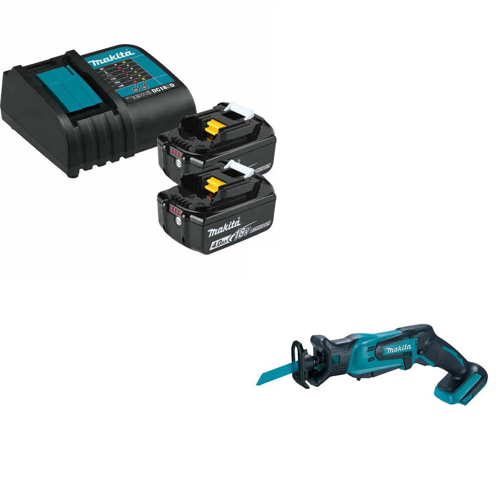 Makita BL1840BSC2 18V LXT Li-Ion Starter Pack W/ FREE XRJ01Z 18V LXT Recip Saw - Moutools