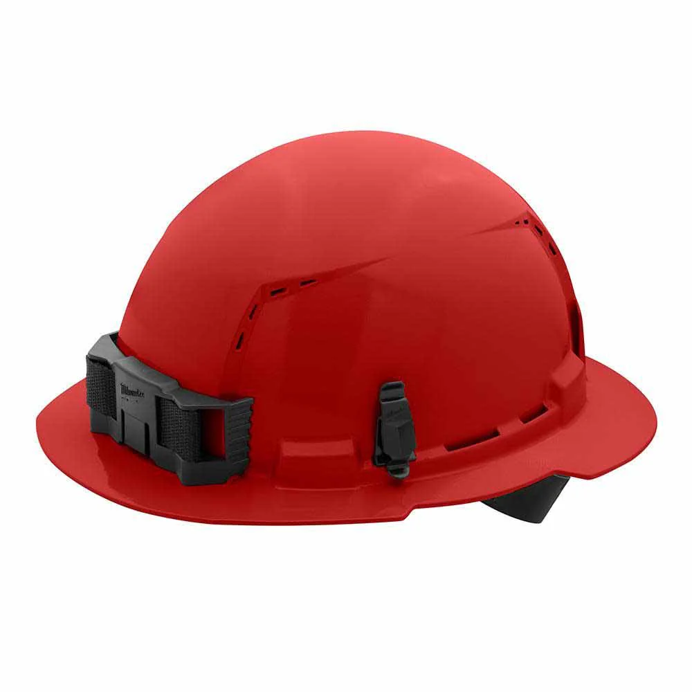 Milwaukee 48-73-1209 Red Full Brim Vented Hard Hat with 4PT Ratcheting Suspension – Type 1 Class C - Moutools