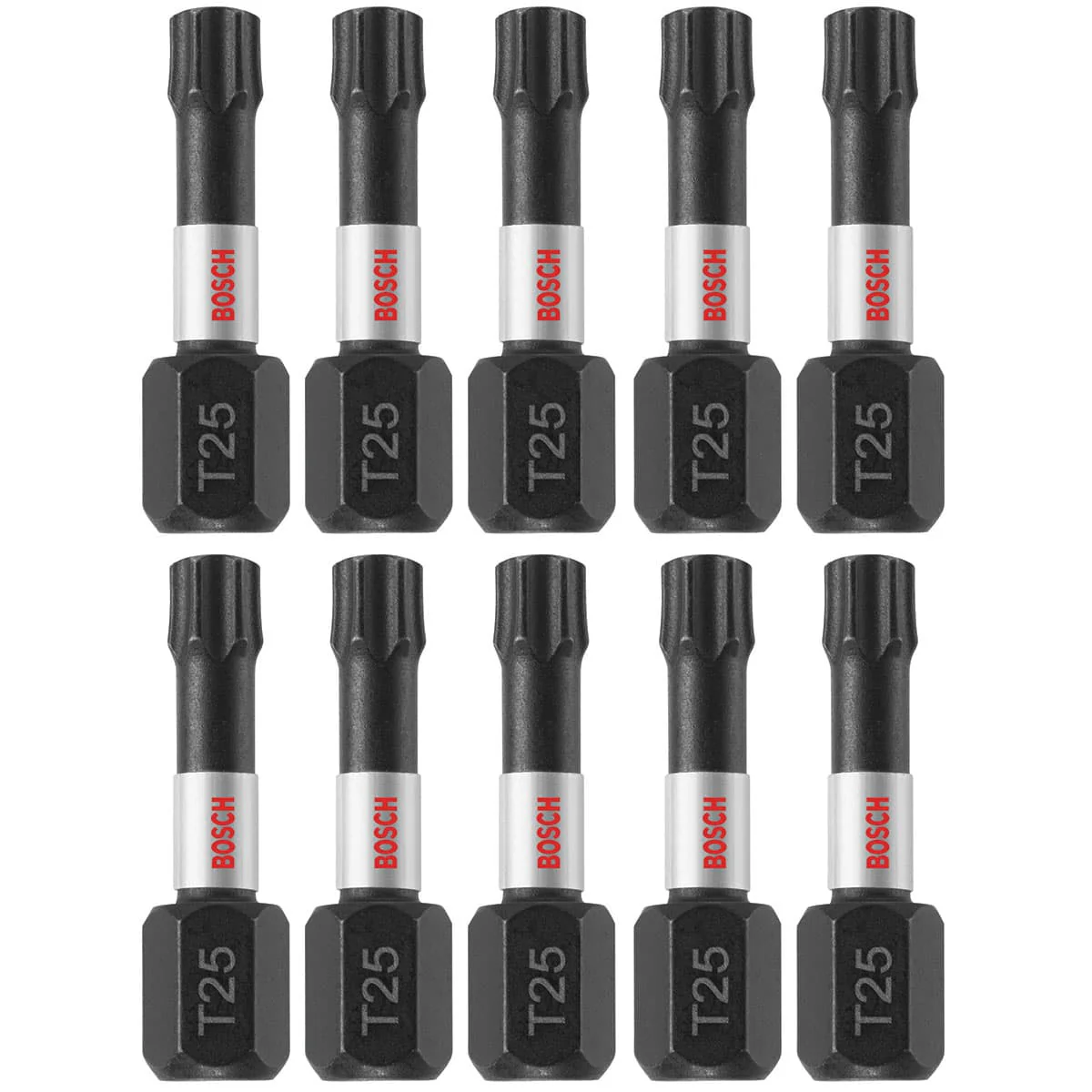 Bosch ITT251B 10 pc. Impact Tough 1 In. Torx #25 Insert Bits (Bulk Pack) - Moutools