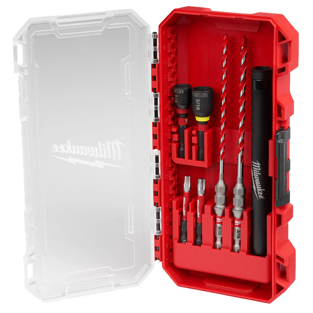 Milwaukee 48-20-9097 7pc. SHOCKWAVE Impact DUTY Carbide Hammer Drill Bit Concrete Screw Install Kit - Moutools