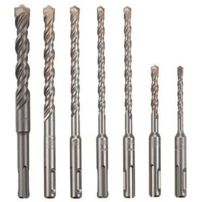 Bosch HCK001 7-Piece S4 SDS Plus Rotary Hammer Drill Bit Set, 2 Cutter - Moutools