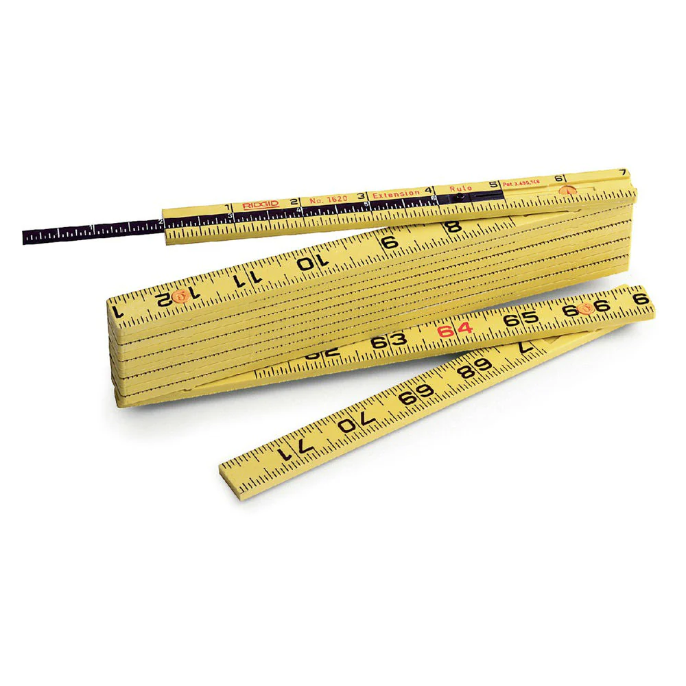 RIDGID 73360 1620 Heavy Duty Extension Fiberglass Folding Ruler, 6' - Moutools