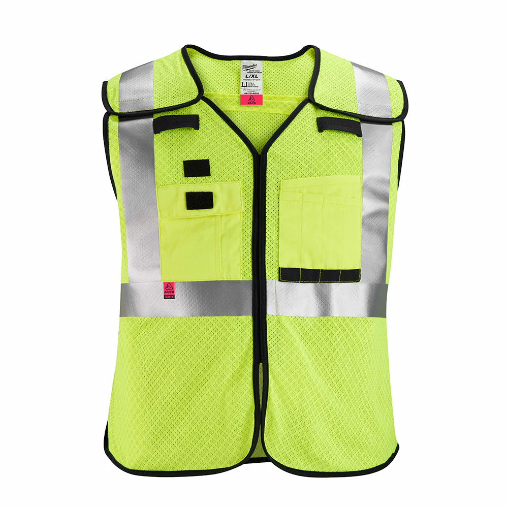 Milwaukee 48-73-5213 AR/FR Cat 1 Class 2 Breakaway High Visibility Yellow Mesh Safety Vest - 2XL/3XL - Moutools