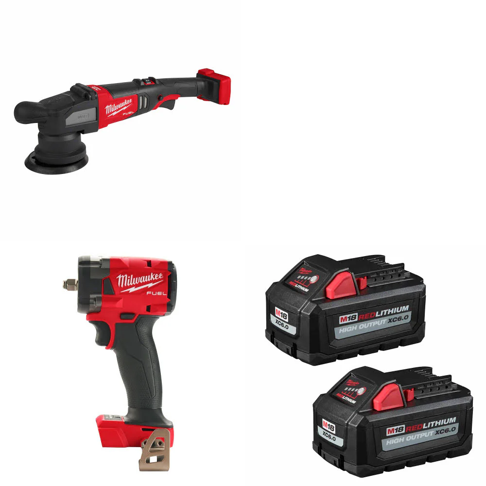 Milwaukee 2684-20 M18 Polisher W/ 2854-20 M18 Impact Wrench & FREE Battery-2Pk - Moutools