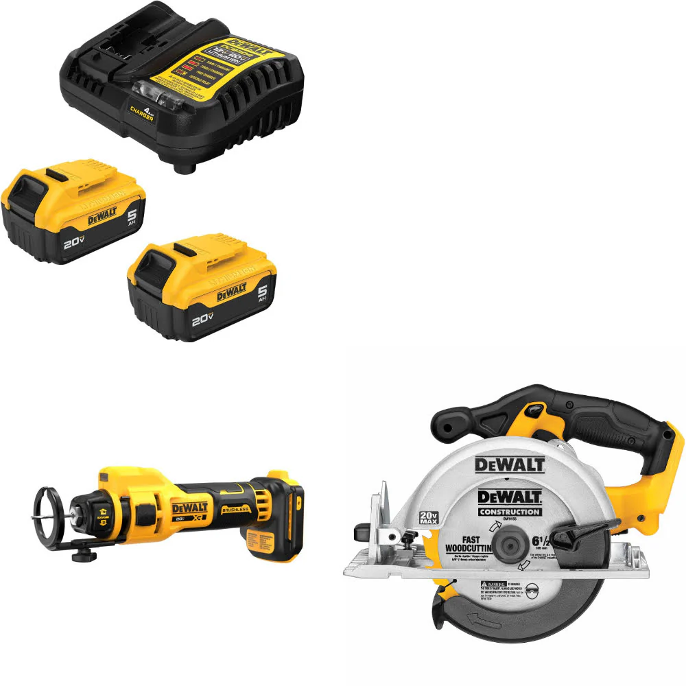 DeWalt DCB205-2C 20V Max Starter Kit W/ DCE555B 20V Cut-Out Tool & Circ Saw - Moutools