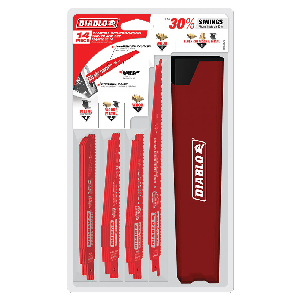 Diablo DS0014S 14 Piece Nail-Embedded Wood and Metal Demolition Recip Set - Moutools