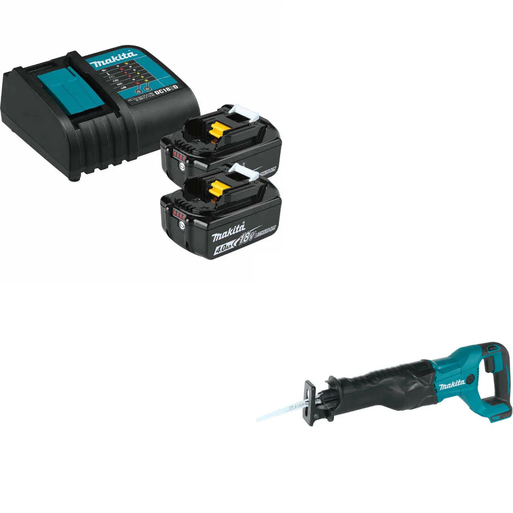 Makita BL1840BSC2 18V LXT Li-Ion Starter Pack W/ FREE XRJ04Z 18V Recip Saw, Bare - Moutools