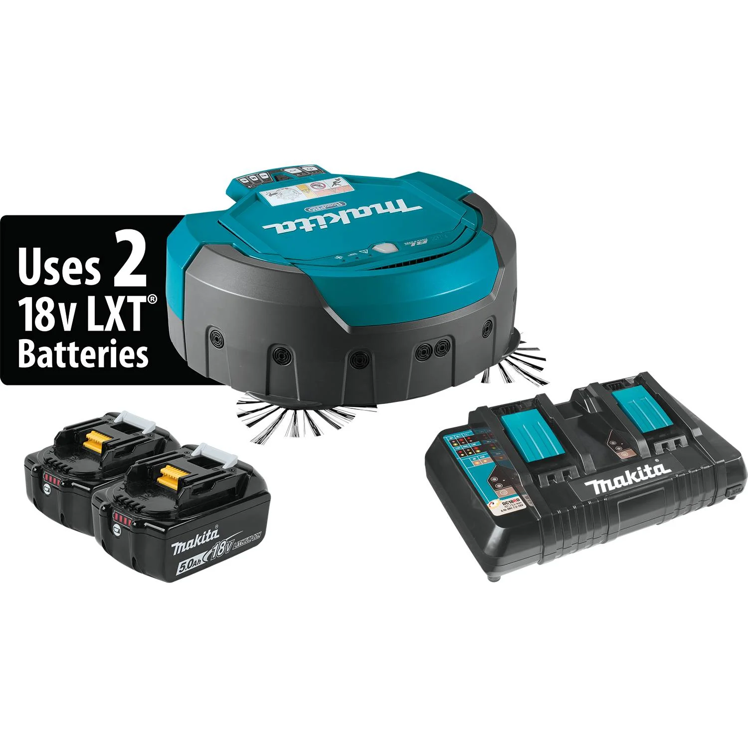 Makita DRC200PT 18V X2 36V Brushless Robotic Vacuum Kit, dual charger 5.0Ah - Moutools