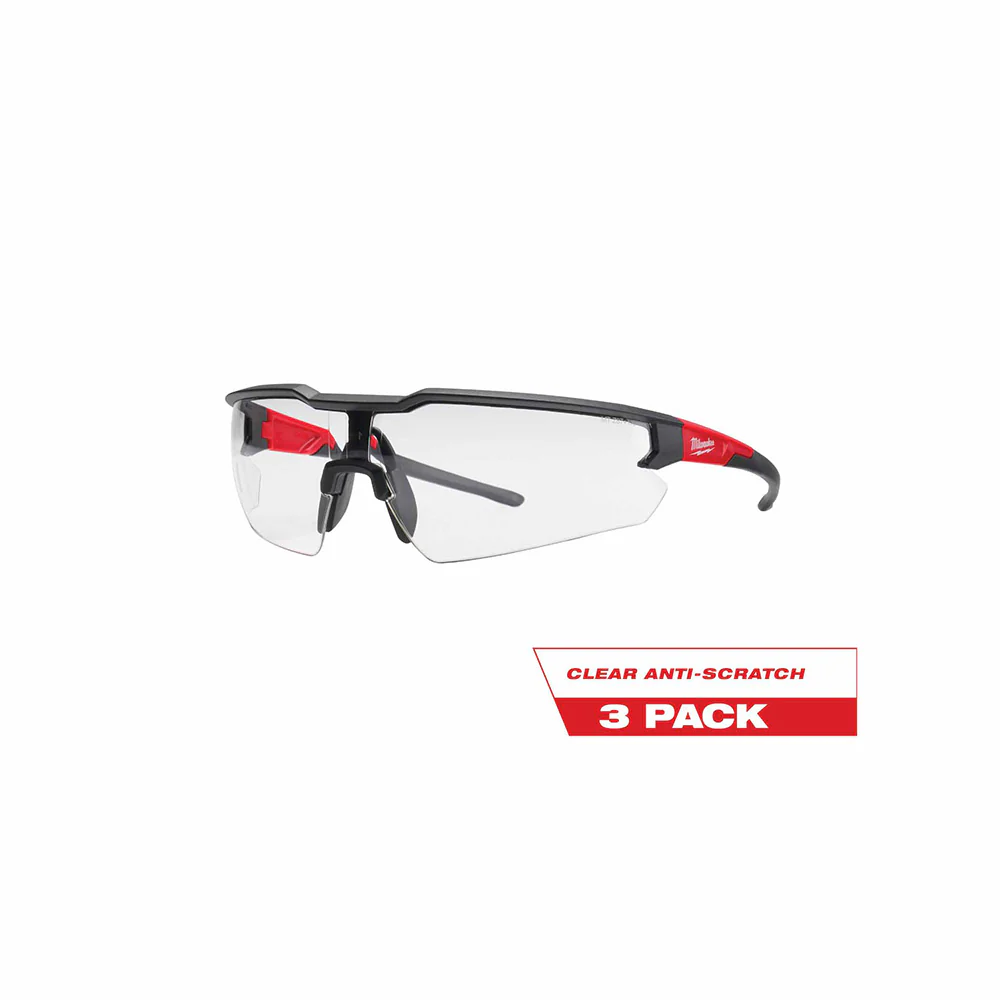 Milwaukee 48-73-2052 3PK Safety Glasses - Clear Anti-Scratch Lenses - Moutools