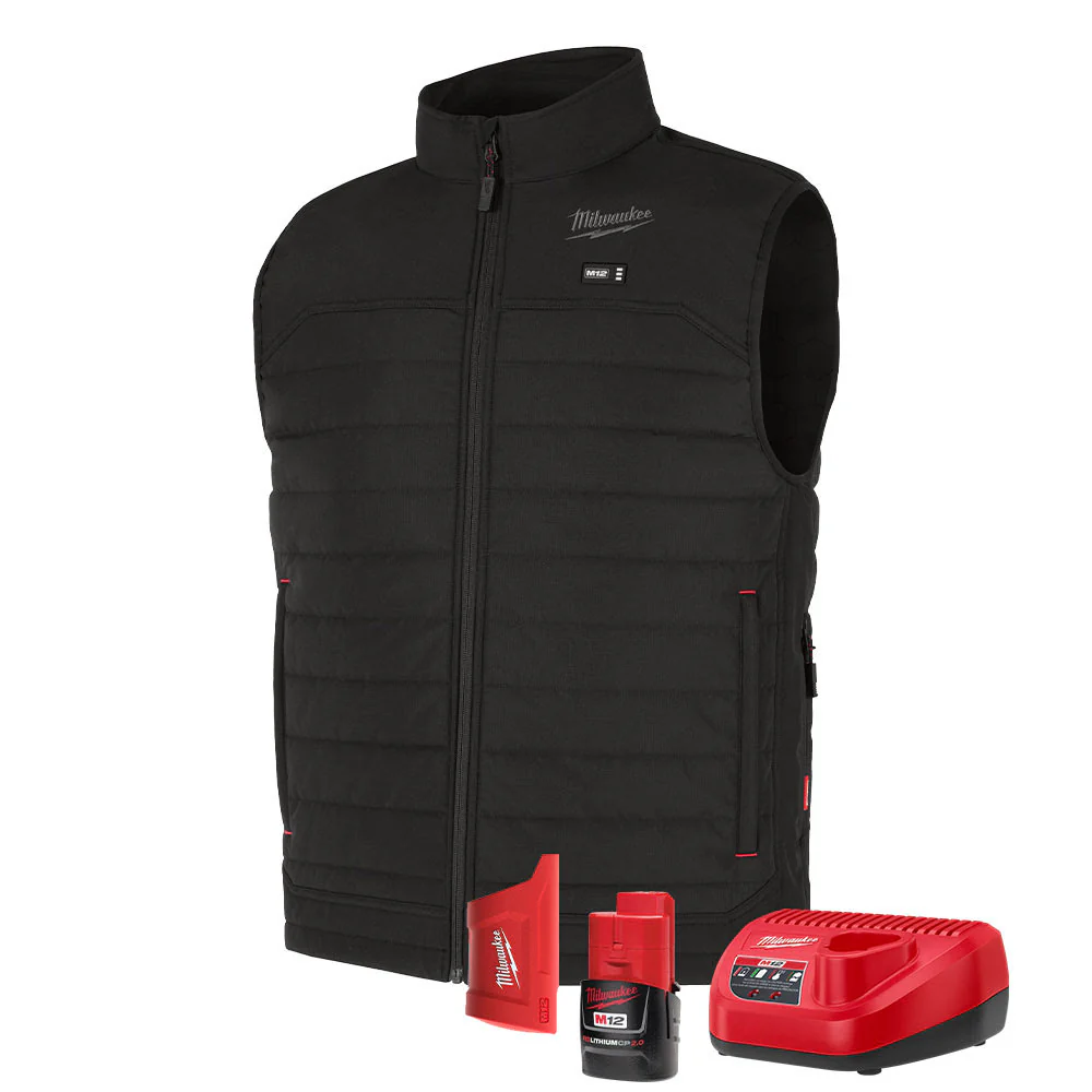 Milwaukee M300B-21 M12 Heated Black Axis Vest with (1) 2.0 Ah Battery and Charger - Moutools