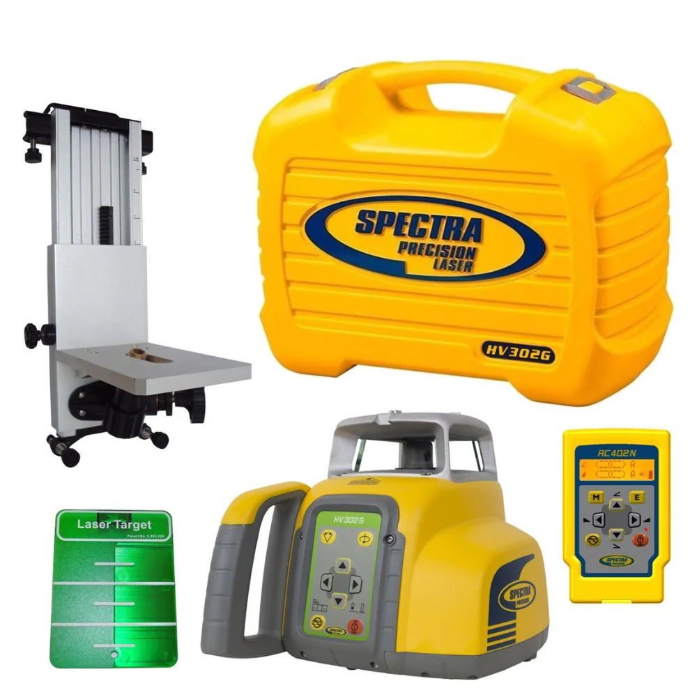 Spectra HV302G-1 Green Beam Self-Leveling Rotary Laser with RC402N Remote Control - Moutools