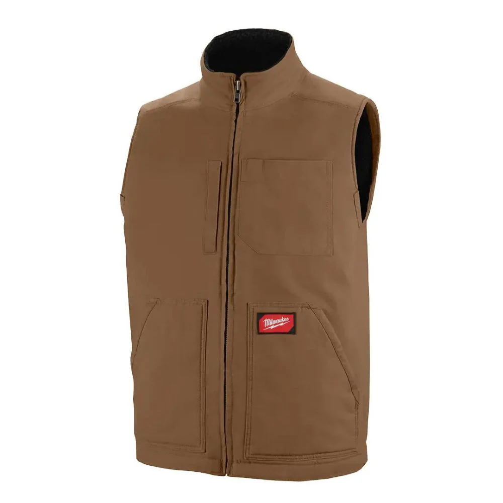 Milwaukee 801BR-XL Heavy Duty Sherpa-Lined Vest - Brown XL - Moutools