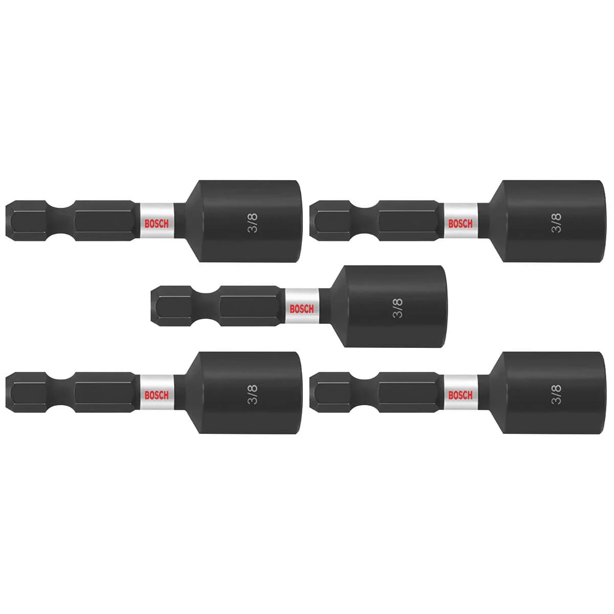 Bosch ITNS38B (5) Impact Tough 3/8 In. x 1-7/8 In. Nutsetters (Bulk Pack) - Moutools
