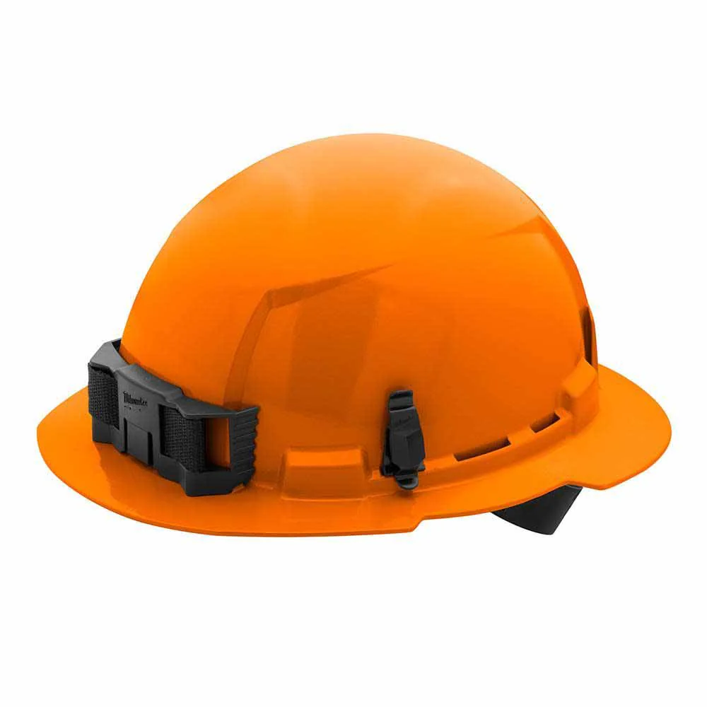 Milwaukee 48-73-1113 Orange Full Brim Hard Hat with 4PT Ratcheting Suspension – Type 1 Class E - Moutools