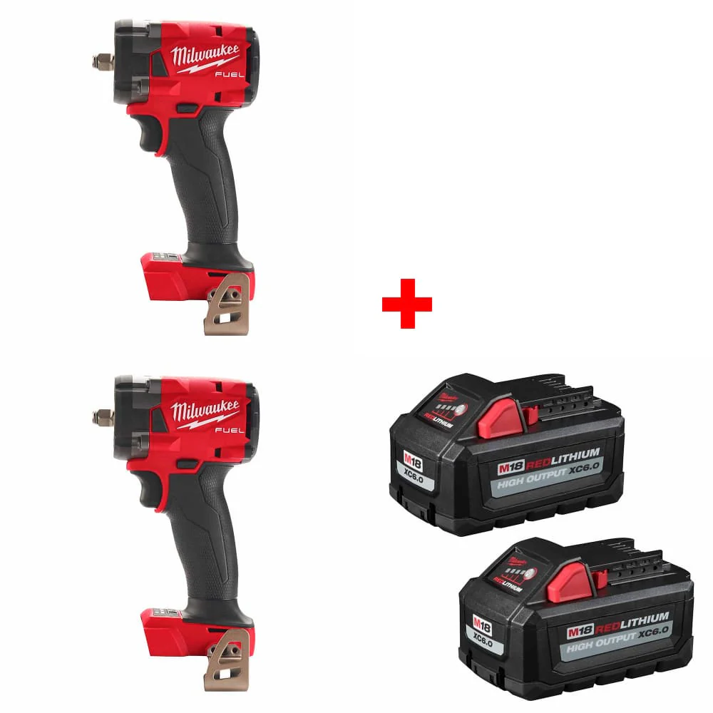 Milwaukee 2854-20 M18 FUEL Impact Wrench, 2Pk w/ 48-11-1862 M18 Battery 2Pk - Moutools