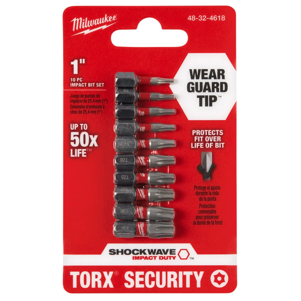 Milwaukee 48-32-4618 10 Piece SHOCKWAVE Torx Security Insert Bit Set - Moutools