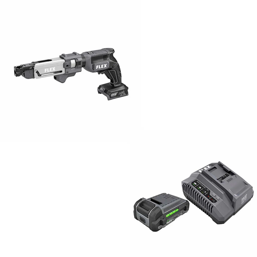 Flex FX1611-Z 24V Drywall Screw Gun W/ FREE FX0411-1A 2.5Ah Lithium Starter Kit - Moutools