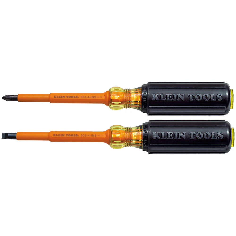 Klein 33532-INS Insulated Screwdriver Set, Slotted and Phillips, 2-Piece - Moutools