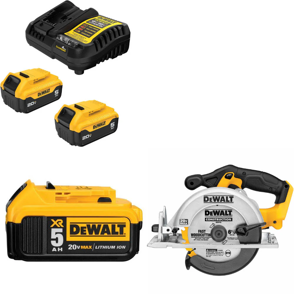 DeWalt DCB205-2C 20V Max Starter Kit W/ DCS334B 20V Jig Saw & 20V Heat Gun, Bare - Moutools