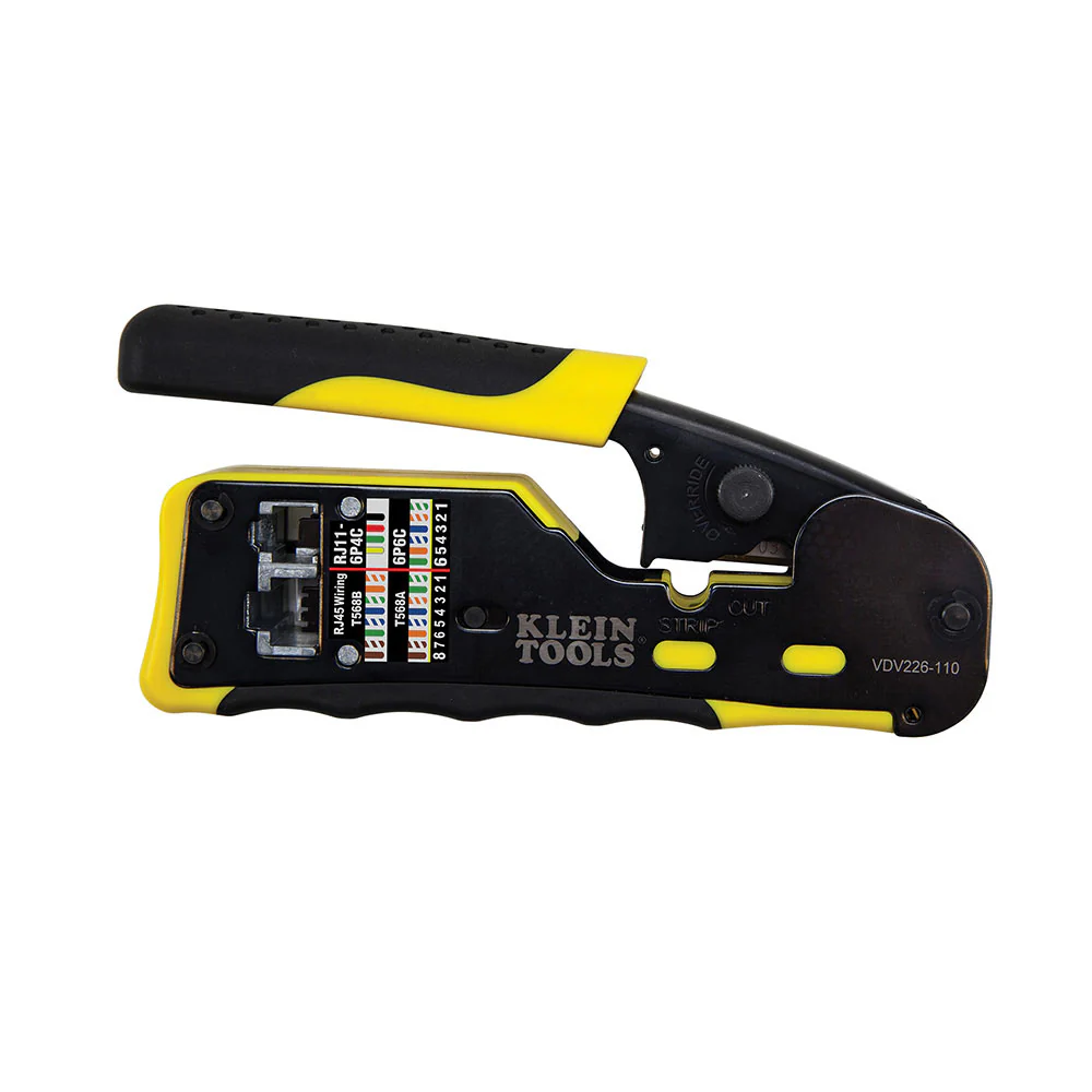 Klein Tools VDV226-110 Pass-Thru Modular Crimper / Stripper RJ11, RJ12, RJ45 - Moutools