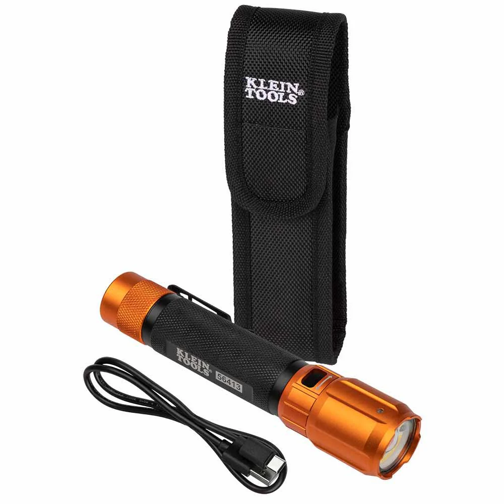 Klein 56413 Rechargeable 2-Color LED Flashlight w/ Holster - Moutools