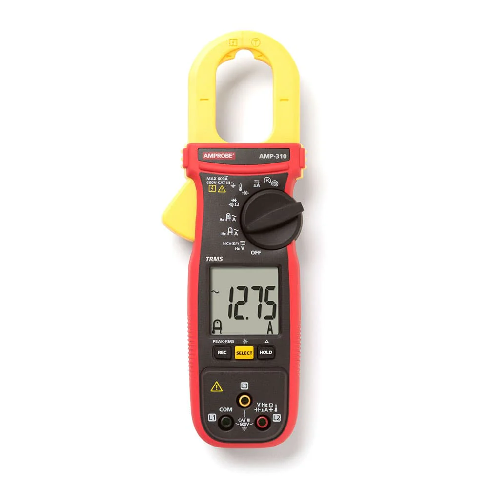 Amprobe 4560555 AMP-310 600V/600A TRMS AC Clamp Multimeter w/ 3-Phase Sequence and Motor Testing - Moutools
