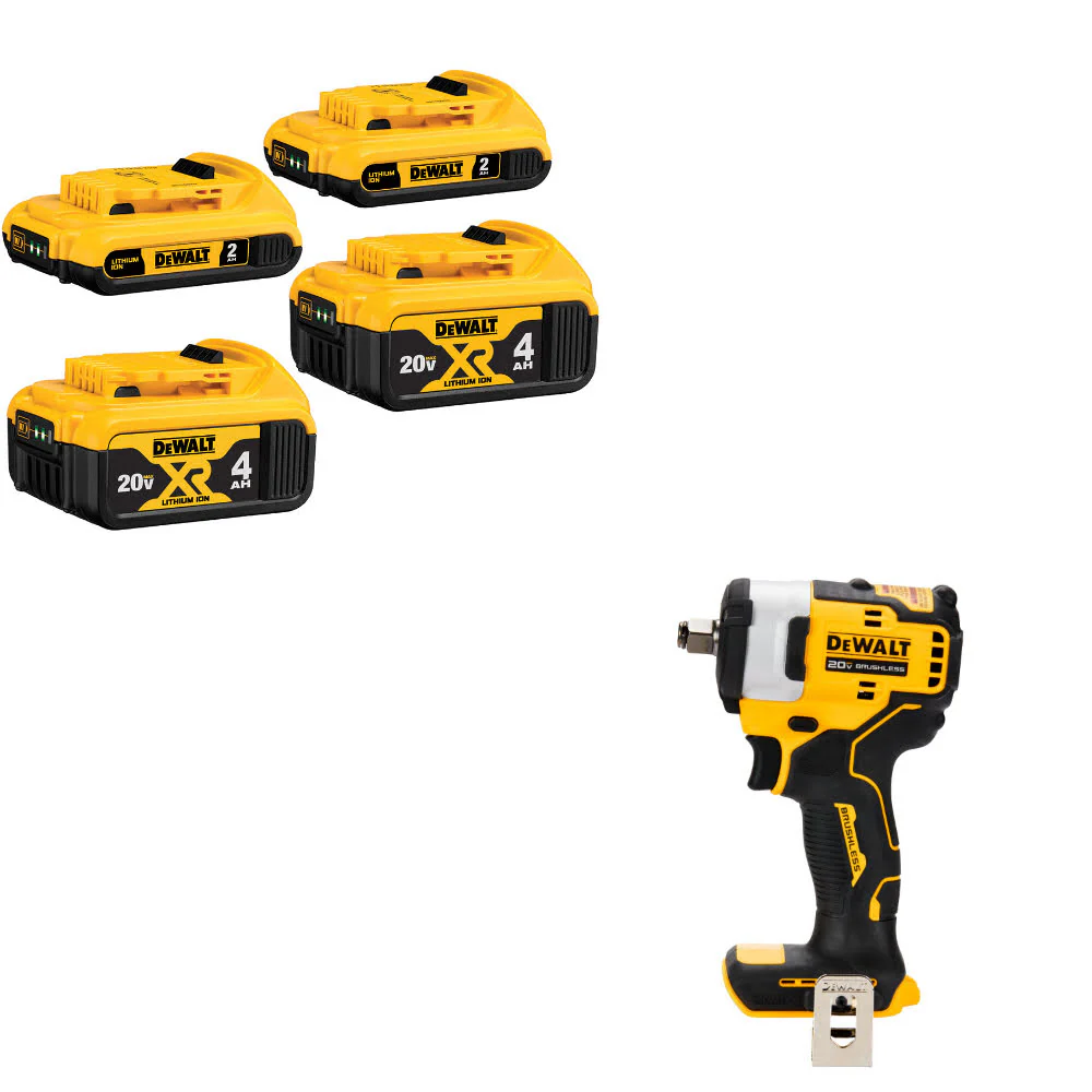 DeWalt DCB324-4 20V MAX Battery 4-Pack W/ FREE DCF911B 20V MAX Impact Wrench - Moutools