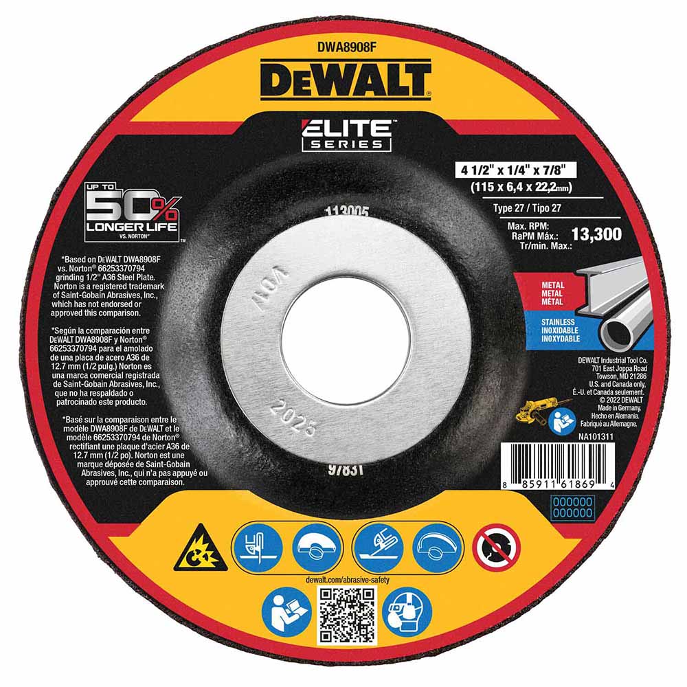 DeWalt DWA8908F ELITE SERIES Grinding Wheels 4-1/2