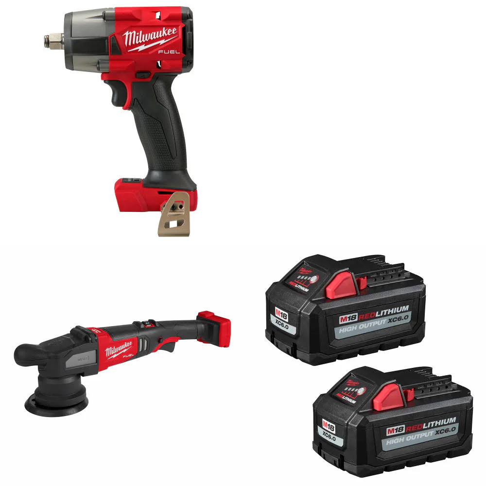 Milwaukee 2962-20 M18 Impact Wrench W/ 2684-20 M18 Polisher & FREE Battery-2Pk - Moutools