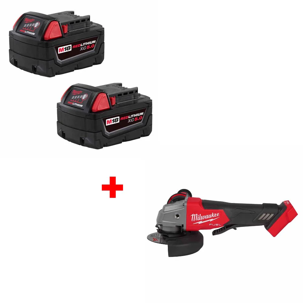 Milwaukee 48-11-1852 M18 Battery 2-Pack w/ FREE 2880-20 M18 Grinder Switch - Moutools