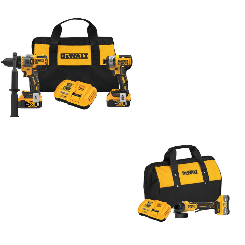 DeWalt DCK2100P2 20V MAX 2-Tool Combo Kit W/ DCG410WW1 20V Max XR Grinder Kit - Moutools