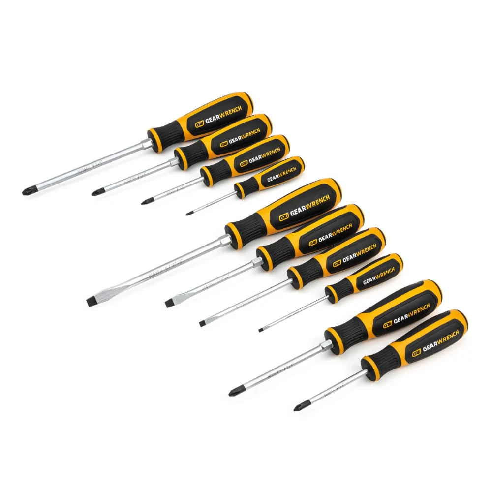 GearWrench 80060H 10 Pc. Phillips/Slotted/Pozidriv Dual Material Screwdriver Set - Moutools