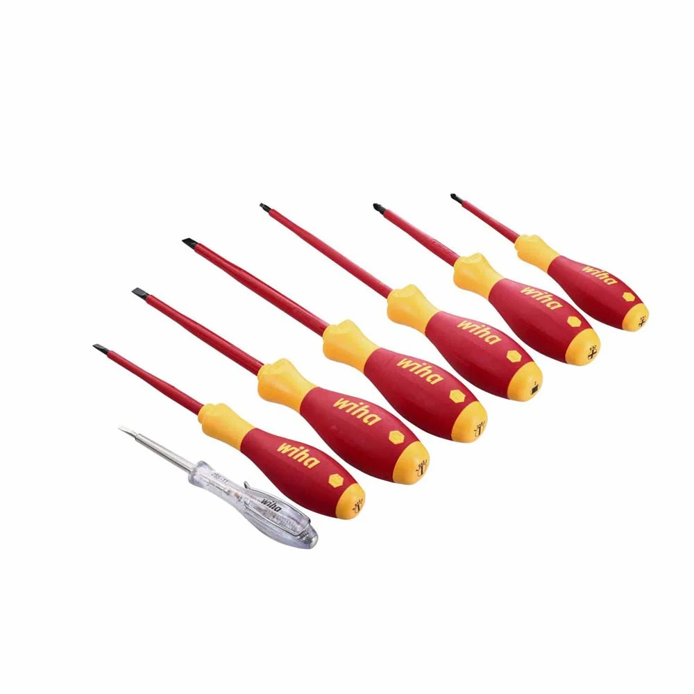Wiha 32087 7 Piece Insulated SoftFinish Screwdriver and Voltage Detector Set - Moutools