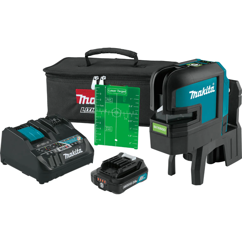 Makita SK106GDNAX 12V Max CXT Self-Leveling Cross-Line/4-Point Green Laser - Moutools